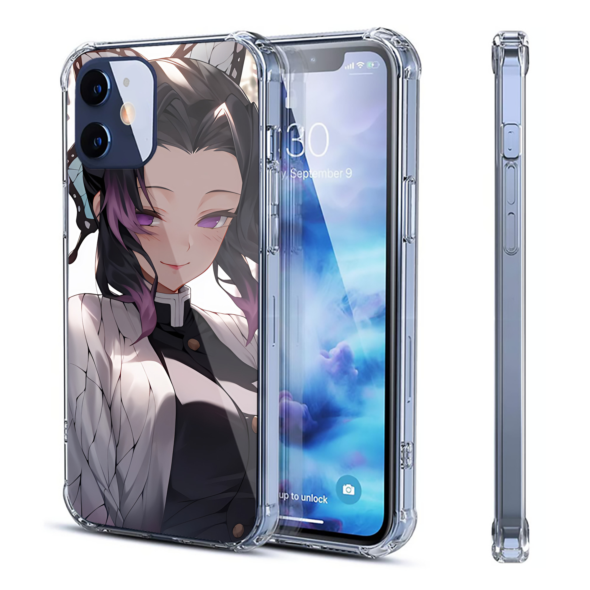 （画像用） 鬼滅の刃（きめつのやいば）蟲柱-胡蝶 しのぶ／こちょう しのぶ Kochou Shinobu 【iPhone 12シリーズ対応】透明スマホケース（クリアソフトケース）